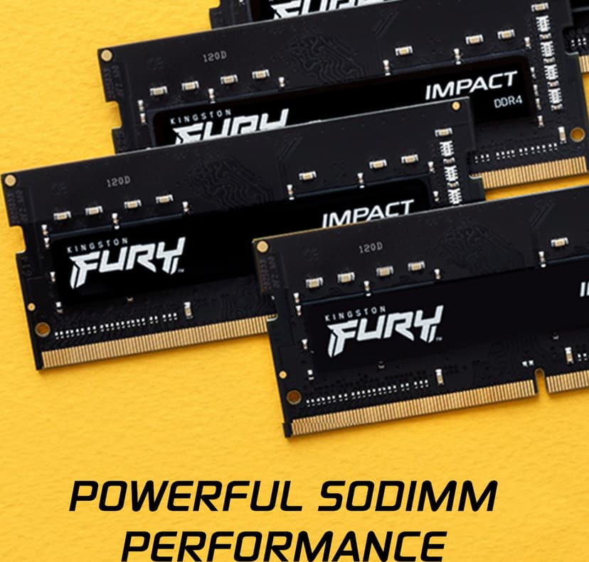 Kingston Technology FURY 32GB 3200MT/s DDR4 CL20 SODIMM Impact - (Fyndvara klass 1) 32GB 1600, 3200MHz DDR4 260-pin SO-DIMM