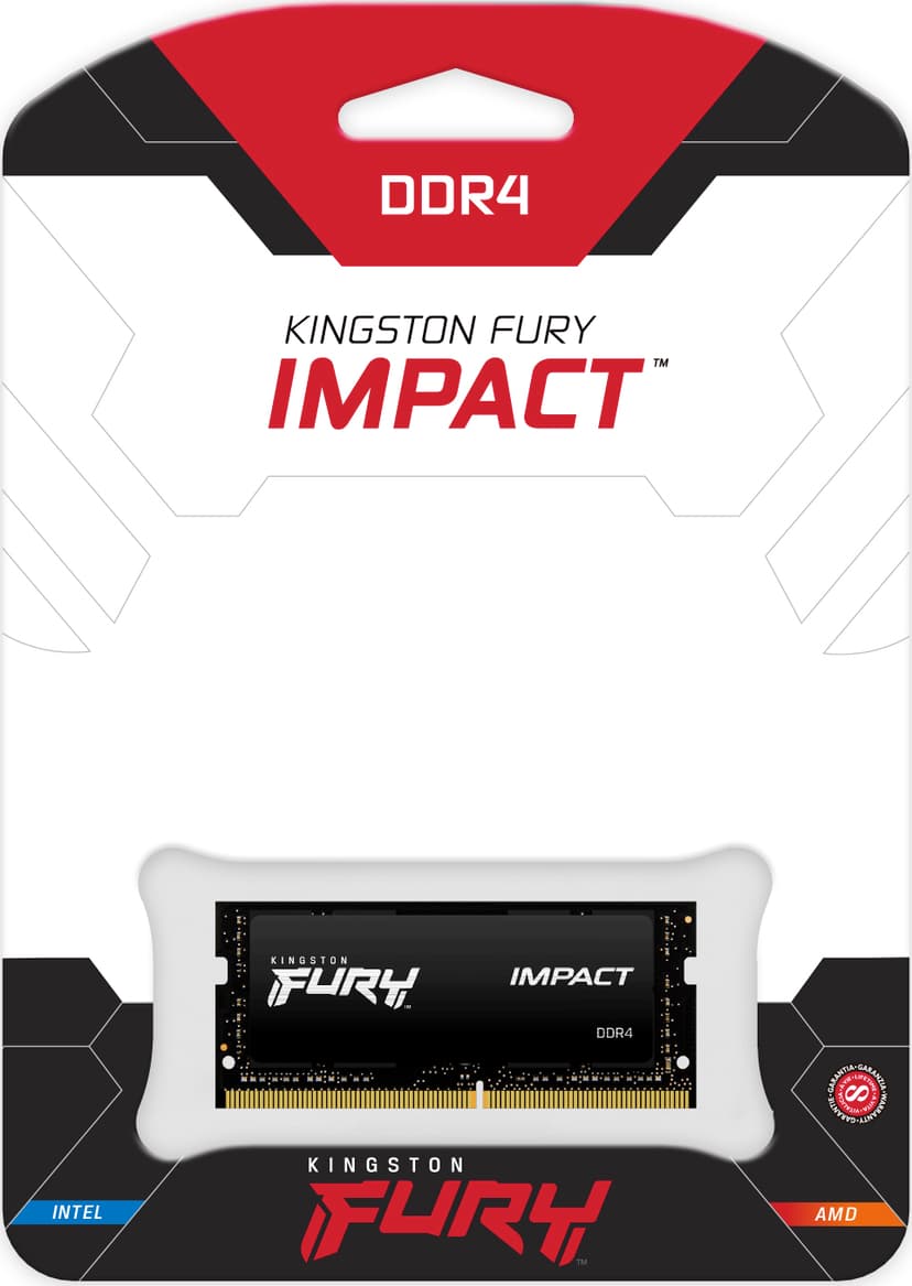 Kingston Technology FURY 32GB 3200MT/s DDR4 CL20 SODIMM Impact - (Löytötuote luokka 1) 32GB 1600, 3200MHz DDR4 260-pin SO-DIMM