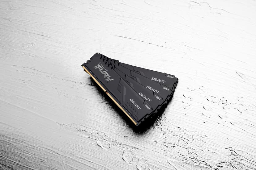 Kingston Technology FURY Beast 64GB 3200MT/s DDR4 CL16 DIMM (Kit of 2) Black - (Fyndvara klass 1) 64GB 1600, 3200MHz DDR4 288-pin DIMM