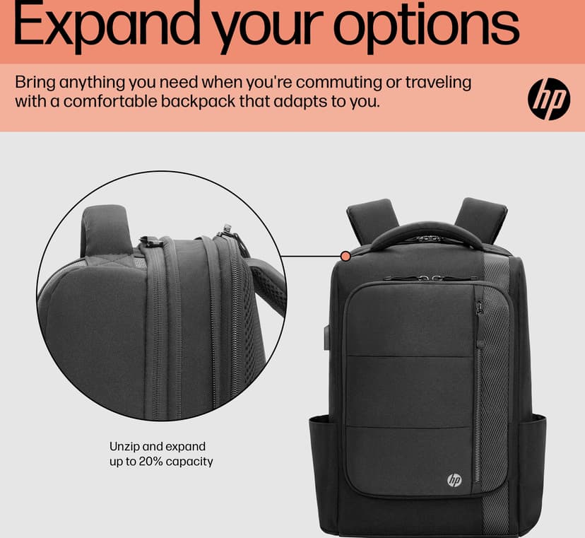 HP Renew Executive-ryggsäck för 16 tum bärbar dator 16.1" Polyester Svart