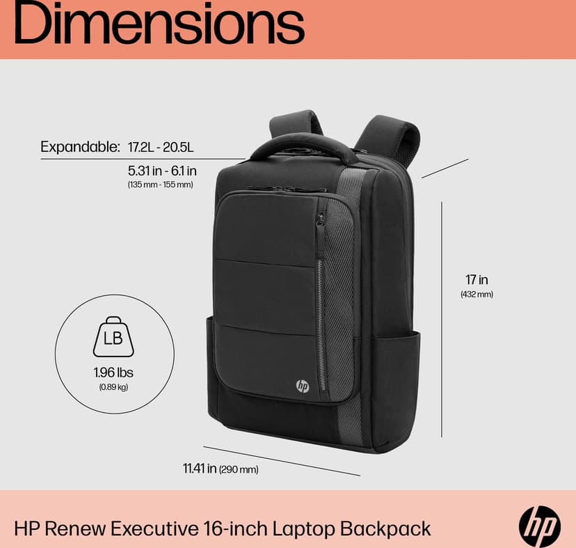 HP Renew Executive 16" rygsæk til laptop 16.1" Polyester Sort