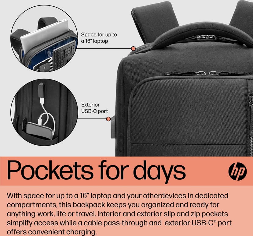 HP Renew Executive 16-tommers ryggsekk for bærbar PC 16.1" Polyester Sort