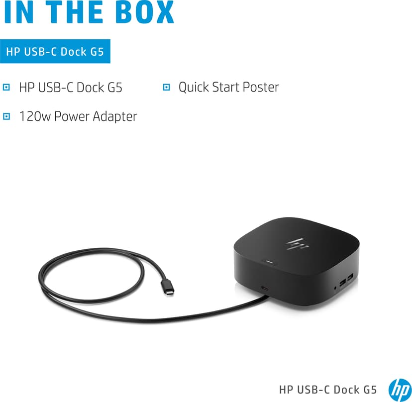 HP Dock G5 USB-C Docking Station - (Fyndvara klass 2) USB-C 3.2 Gen 1 (3.1 Gen 1)