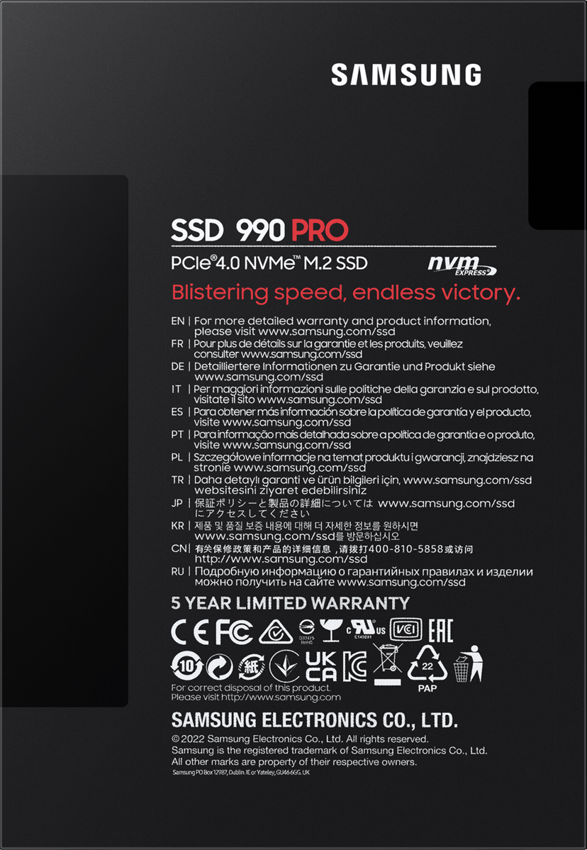 Samsung 990 PRO 1TB SSD M.2 PCIe 4.0