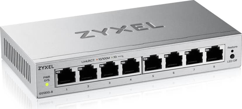 Zyxel GS1200-8V3 Håndtert L2 Gigabit Ethernet (10/100/1000) Desktop Grå