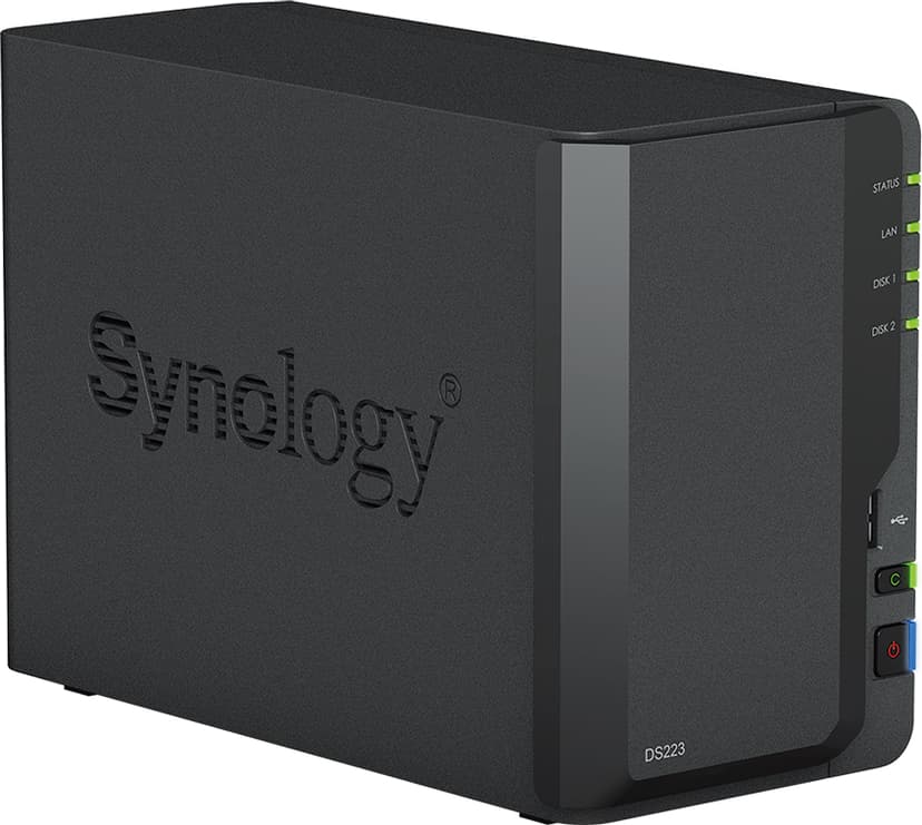 Synology DiskStation DS223 NAS Mini Tower Realtek RTD1619B 2 GB DDR4 24 TB HDD DiskStation Manager Zwart