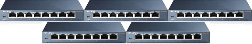 TP-Link TL-SG108 network switch Unmanaged L2 Gigabit Ethernet (10/100/1000) Black 5-Pack