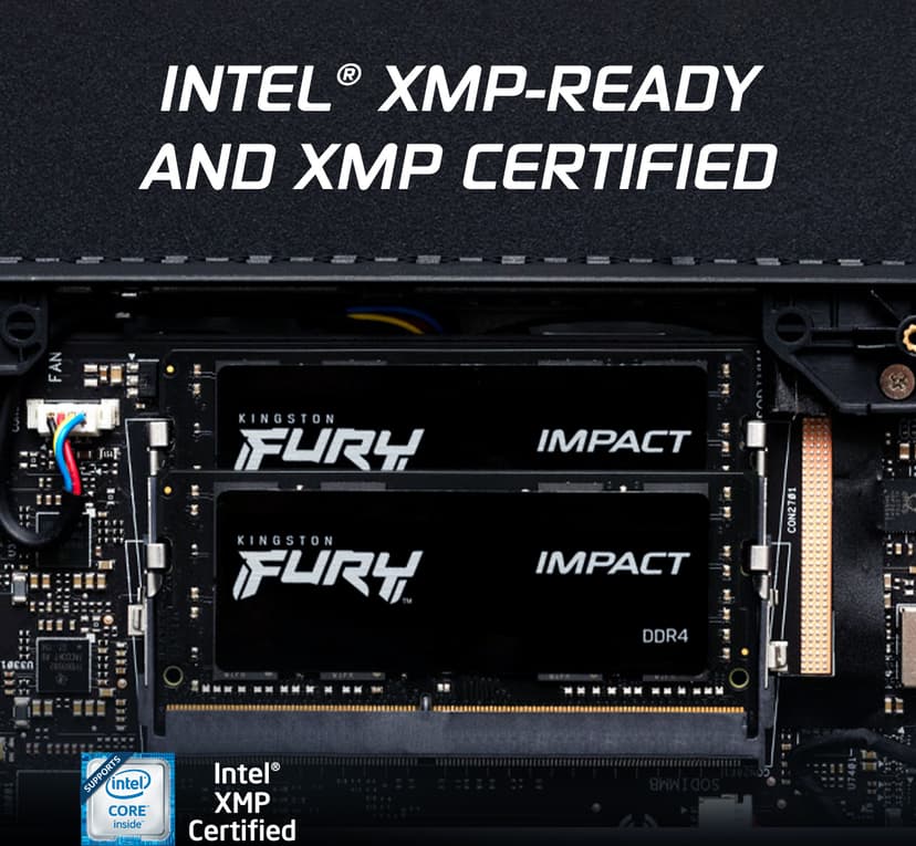 Kingston Technology FURY 16GB 3200MT/s DDR4 CL20 SODIMM Impact - (Fyndvara klass 1) 16GB 1600, 3200MHz DDR4 260-pin SO-DIMM