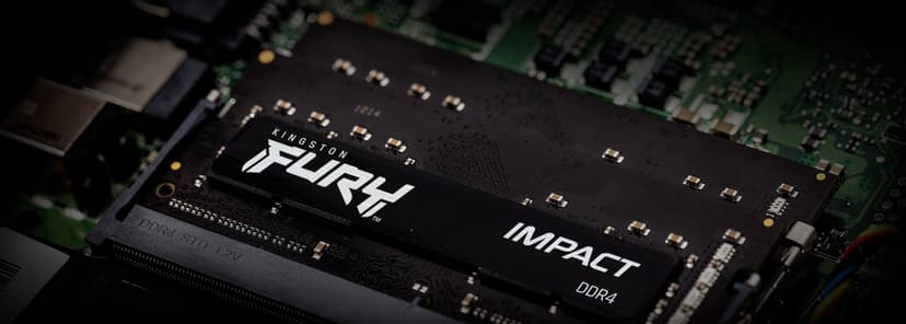 Kingston Technology FURY 16GB 3200MT/s DDR4 CL20 SODIMM Impact - (Fyndvara klass 1) 16GB 1600, 3200MHz DDR4 260-pin SO-DIMM