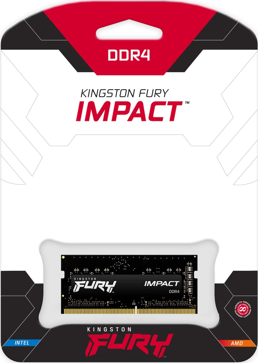 Kingston Technology FURY 16GB 3200MT/s DDR4 CL20 SODIMM Impact - (Fyndvara klass 1) 16GB 1600, 3200MHz DDR4 260-pin SO-DIMM