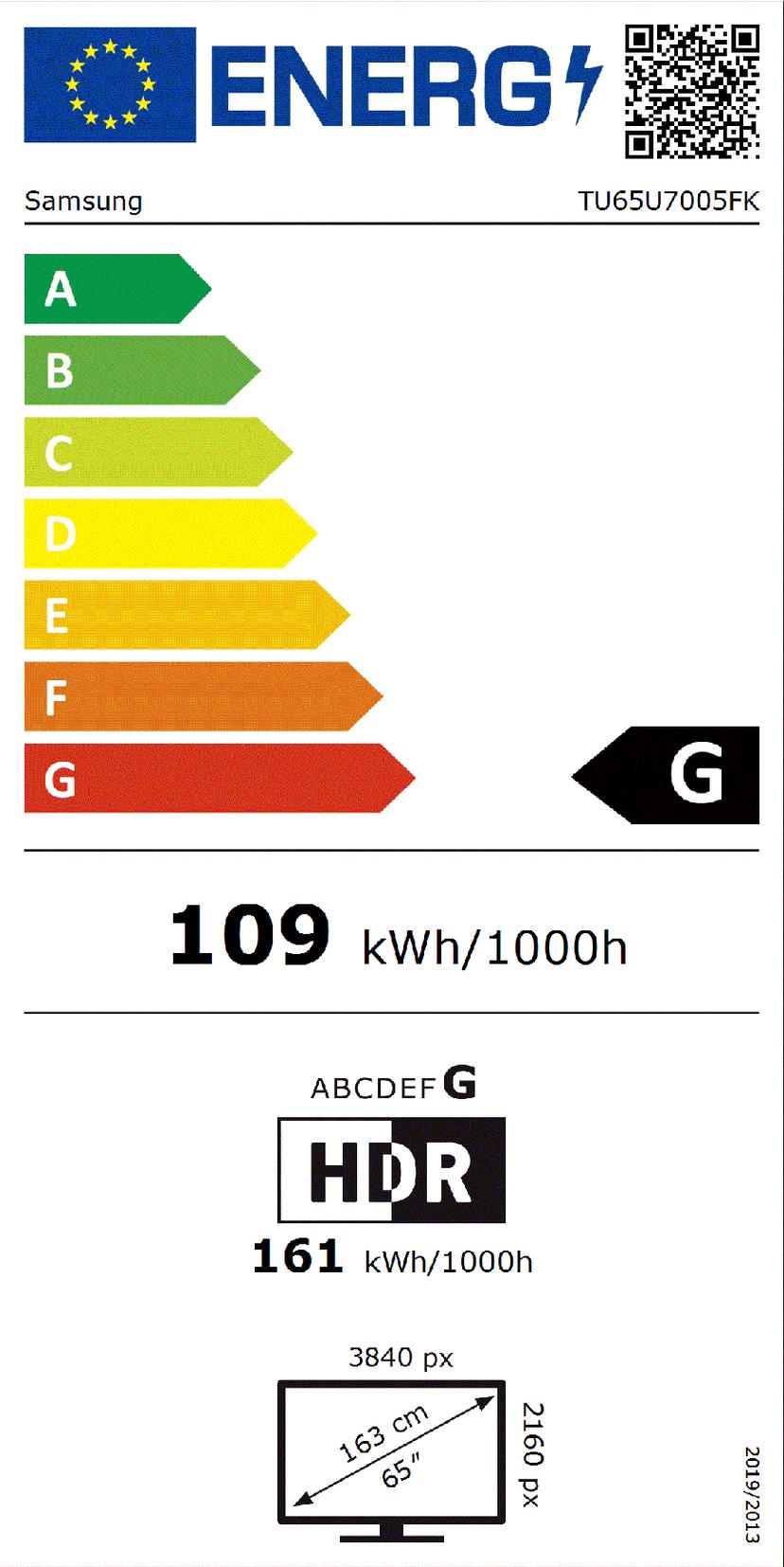 Samsung U7005F 65" 4K LED Smart TV (2025) - (Kuppvare klasse 2)