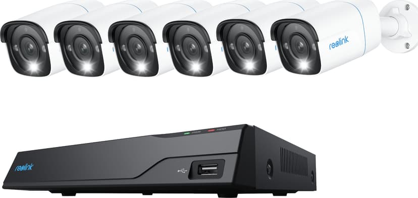 Reolink NVS8-8MB4 sikkerhedssystem 8-kanals NVR + 6x P330 4K PoE-kamera