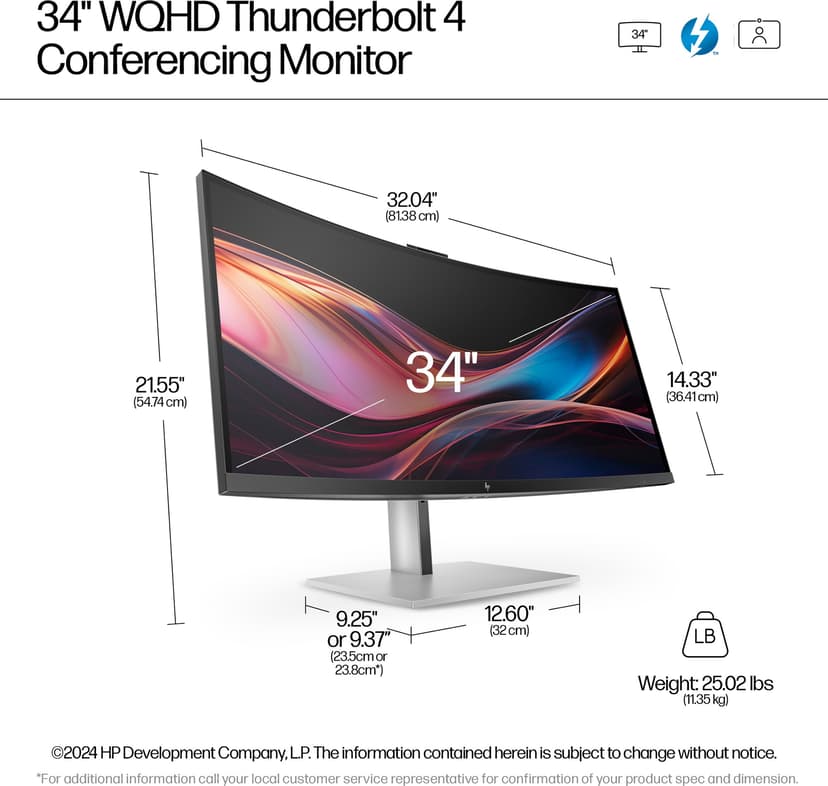 HP Series 7 Pro 734pm - (Outlet-vare klasse 3) 34" 3440 × 1440pixels IPS Black 21:9 120Hz