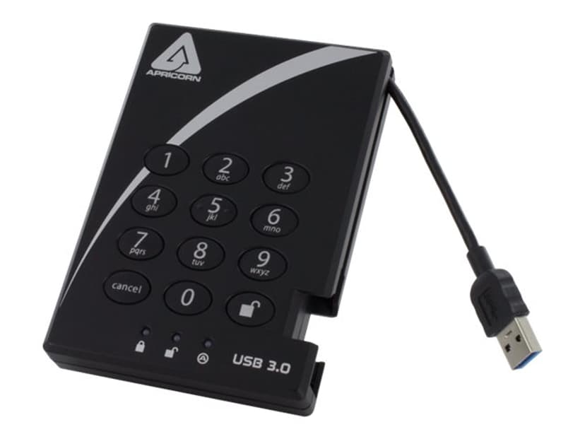 Apricorn Padlock Secure 256BIT AES 1TB SSD USB-A Grå