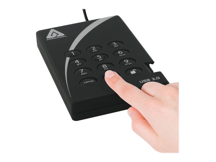 Apricorn Padlock Secure 256BIT AES 1TB SSD USB-A Grå