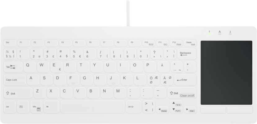 Contour Design Active Key QuickClean Medical IP68 Touchpad Mini Langallinen Pohjoismainen Näppäimistö