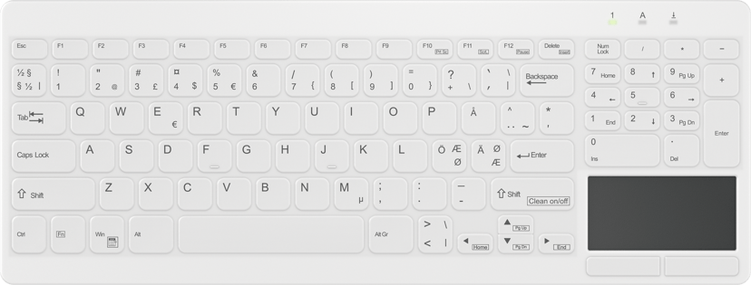 Contour Design Active Key QuickClean Medical IP65 Touchpad Compact Trådlös Nordisk Tangentbord