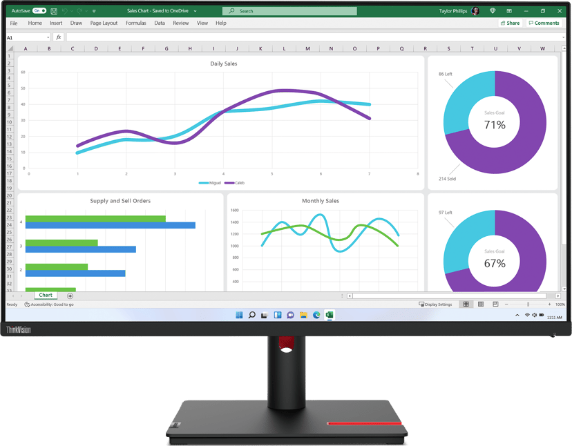 Lenovo ThinkVision T32h-30 - (Fyndvara klass 3) 31.5" 2560 × 1440pixels IPS 16:9 60Hz