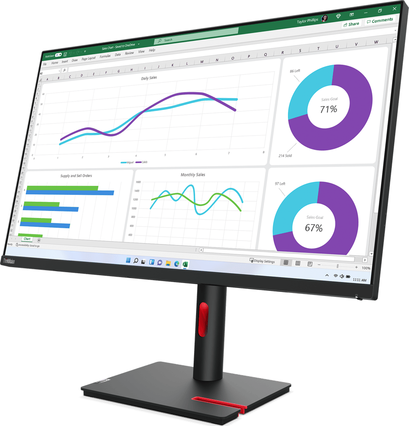 Lenovo ThinkVision T32h-30 - (Fyndvara klass 3) 31.5" 2560 × 1440pixels IPS 16:9 60Hz