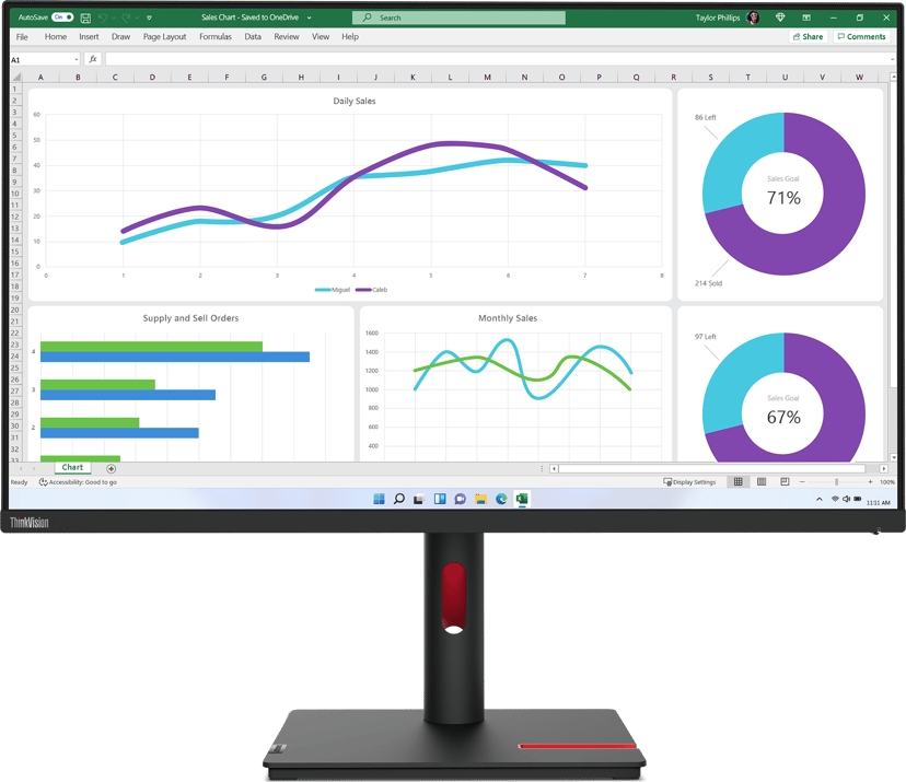 Lenovo ThinkVision T32h-30 - (Löytötuote luokka 3) 31.5" 2560 × 1440pixels IPS 16:9 60Hz