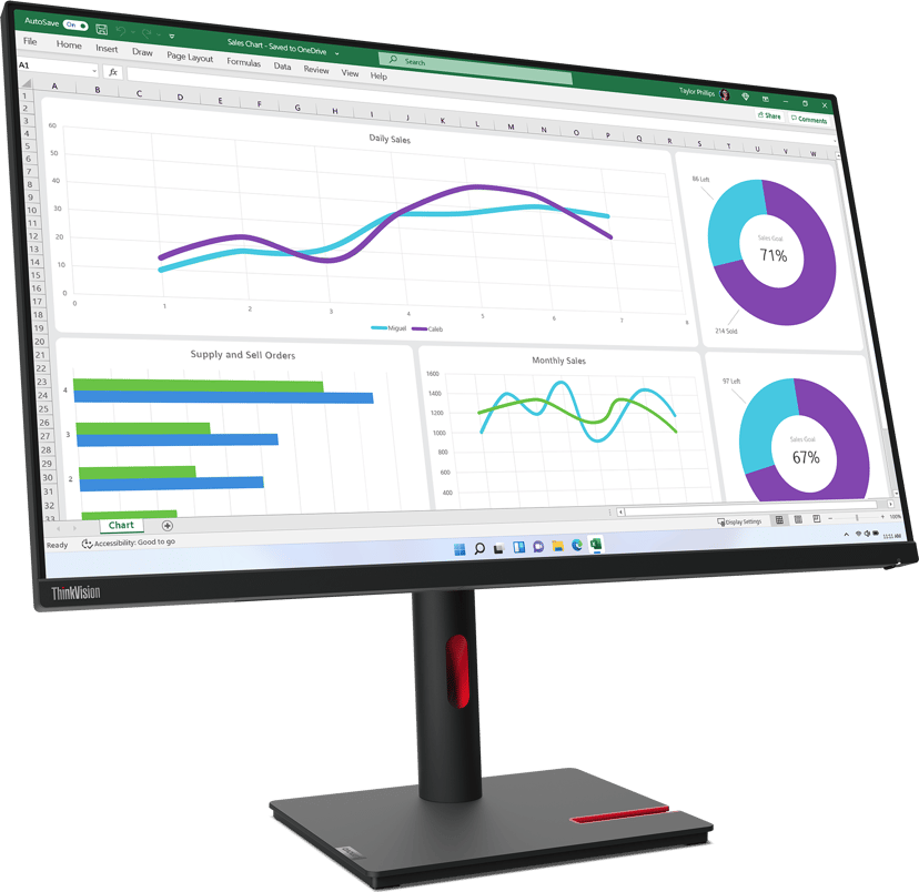 Lenovo ThinkVision T32h-30 - (Kuppvare klasse 3) 31.5" 2560 × 1440pixels IPS 16:9 60Hz
