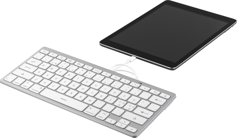 Deltaco USB-C Tangentbord för iOS/MacOS, 1m kabel, Nordisk layout, vit/silver Kabel Nordisk