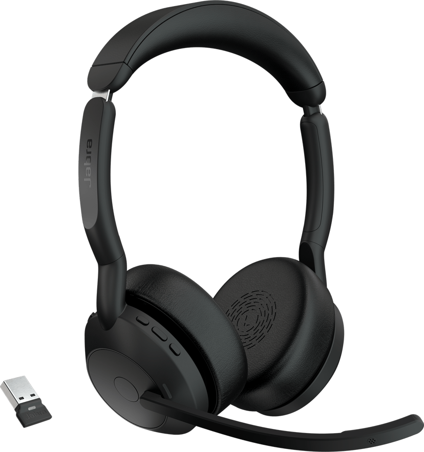 Jabra Evolve2 55 - (Fyndvara klass 2) Stereo USB-C Cisco, Unify, Apple MFi, Zoom, Google Meet, Amazon Chime, Amazon Alexa, Google Fast Pair, DingTalk Svart