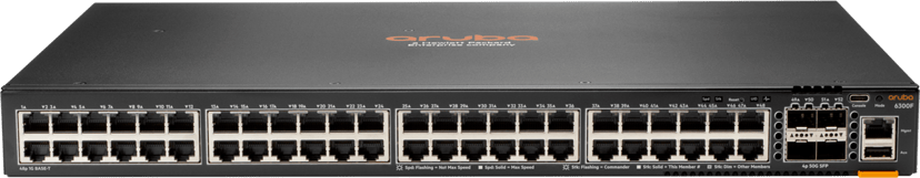 HPE Aruba Networking Aruba 6300F 48-port 1GbE & 4-port SFP56 hanterad L3 Gigabit Ethernet (10/100/1000) 1U Grå