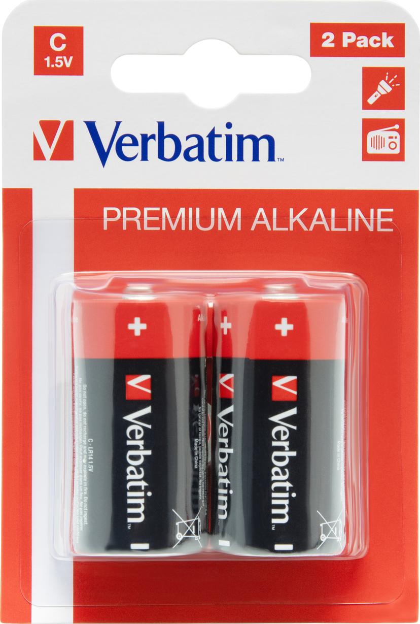 Verbatim Batteri alkaliskt typ C/LR14 2-pack