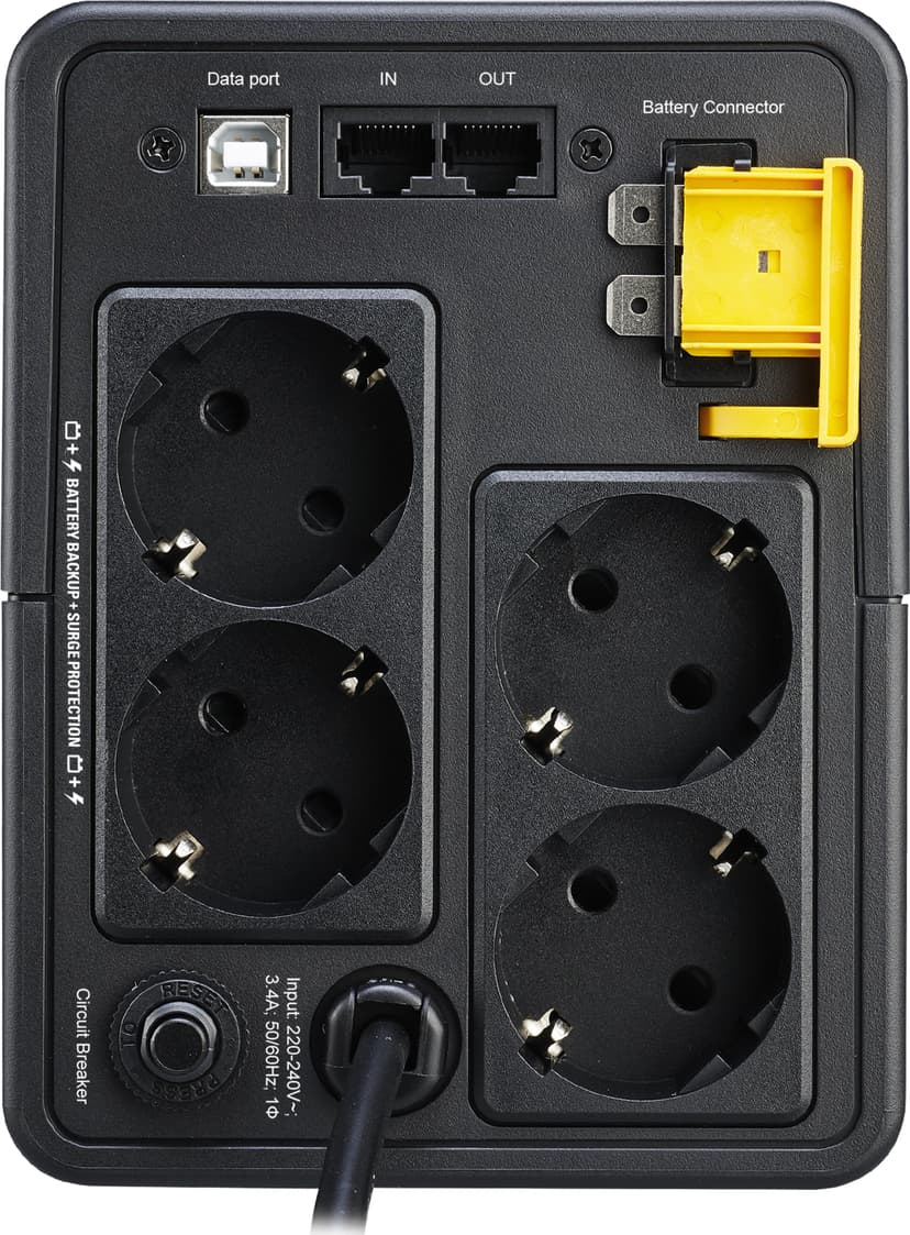 APC Back-UPS, 750VA, Tower, 230V, 4x CEE 7/7 Schuko outlets, AVR - (Löytötuote luokka 2)