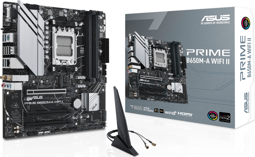 ASUS PRIME B650M-A WIFI II AMD B650 AM5-sockel micro ATX AM5 Micro-ATX Moderkort