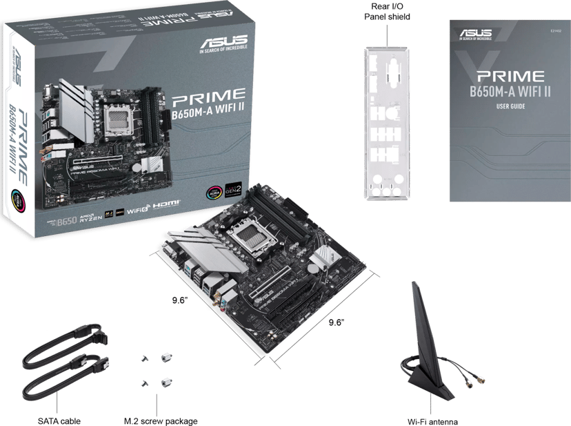 ASUS PRIME B650M-A WIFI II AMD B650 Sokkel AM5 micro ATX AM5 Micro-ATX Bundkort