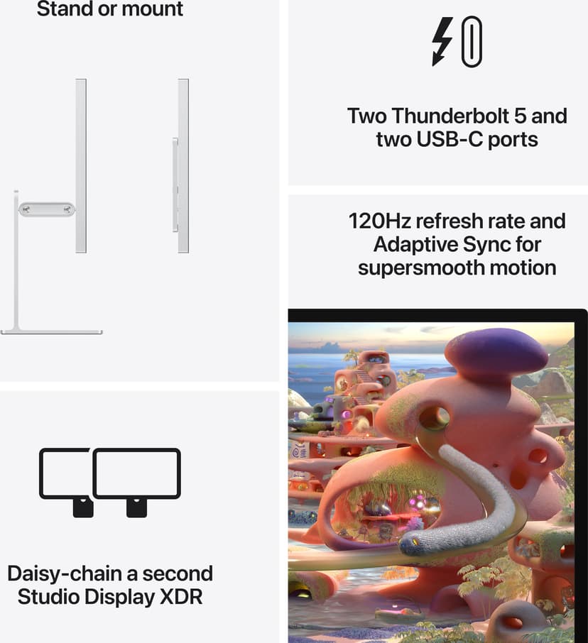 Apple Studio Display XDR - Standard glass - Tilt- and height-adjustable stand 27" 5120 × 2880pixels 16:9 120Hz