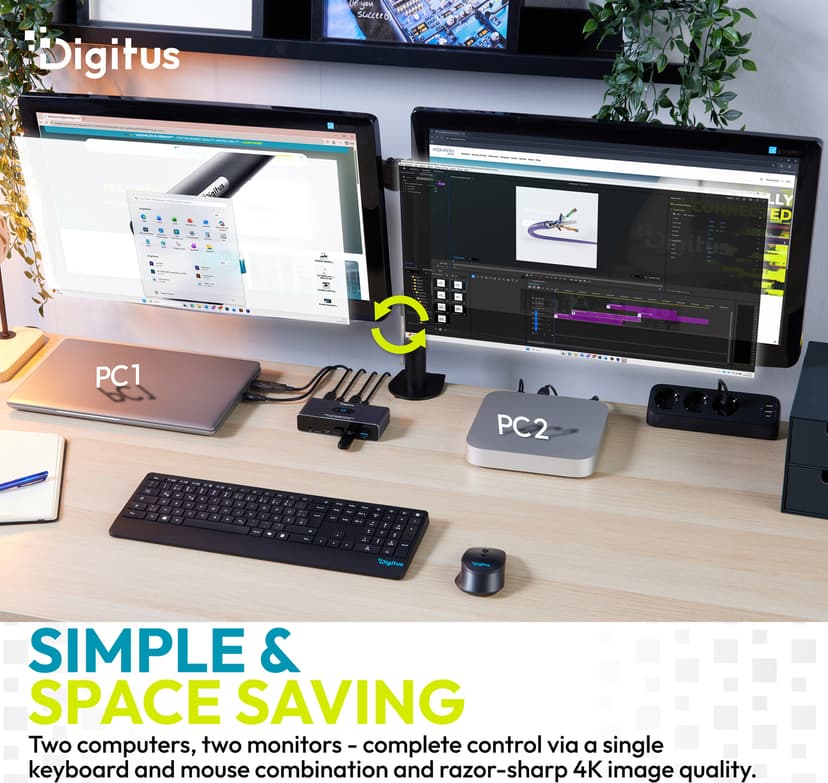 Digitus DS-12856 KVM-kytkin Harmaa
