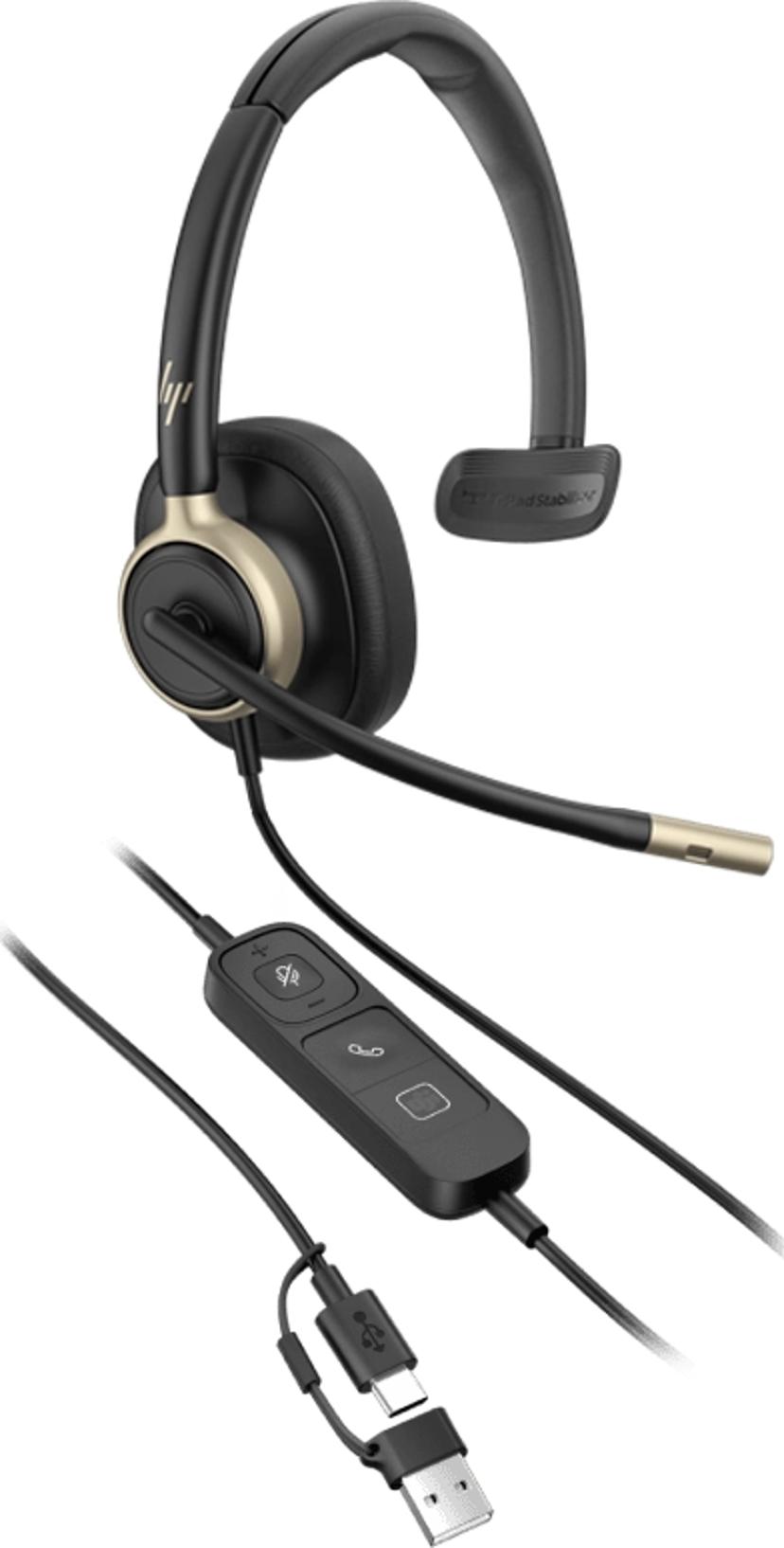 HP Poly Mission 815 Mono USB-A, USB-C Microsoft Teams Musta