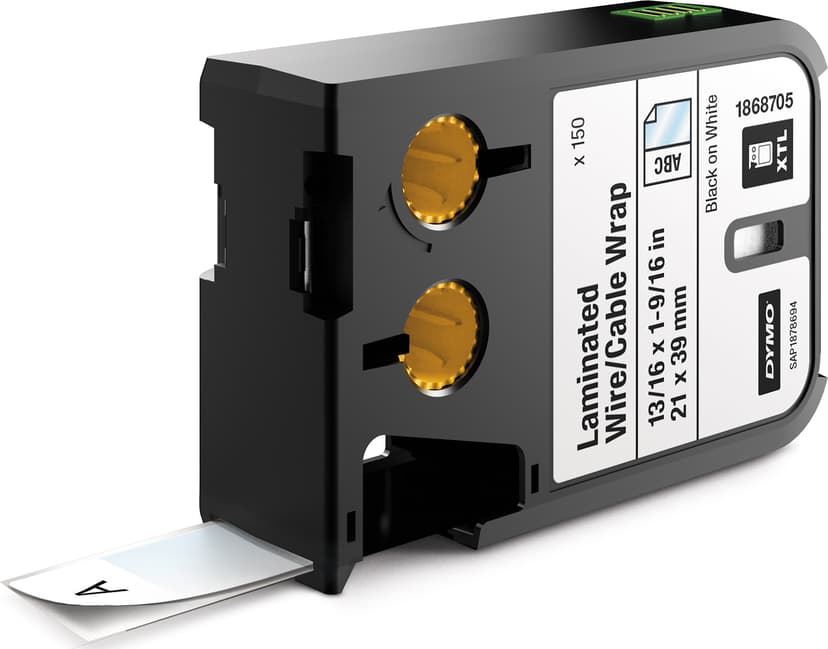 Dymo Etiketter Kabel Laminated 21 x 39mm Svart/Vit 150st - XTL