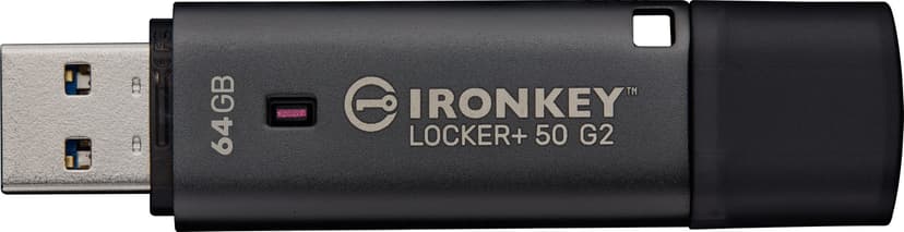 Kingston IronKey Locker Plus 50 G2 64GB USB-A Svart