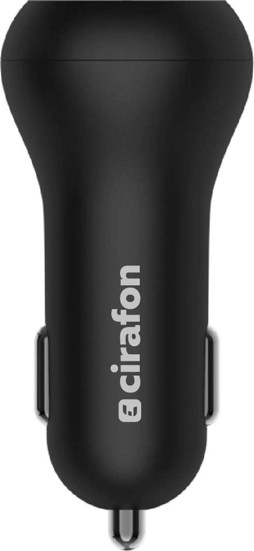 Cirafon 36W autolader met snelladen – USB-C & USB-A, 3 poorten Zwart