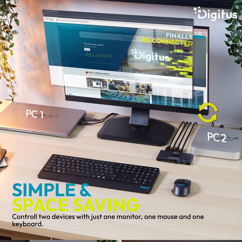 Digitus DS-12855 KVM-kytkin Harmaa