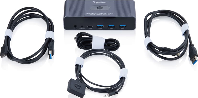 Digitus DS-12856 KVM-kytkin Harmaa