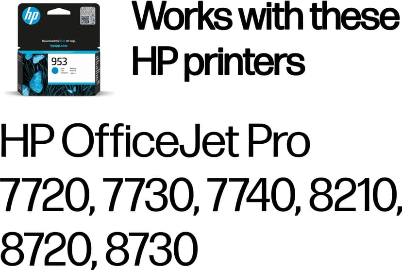 HP Blæk Cyan 953 - OfficeJet Pro 8710/8720/8730/8740