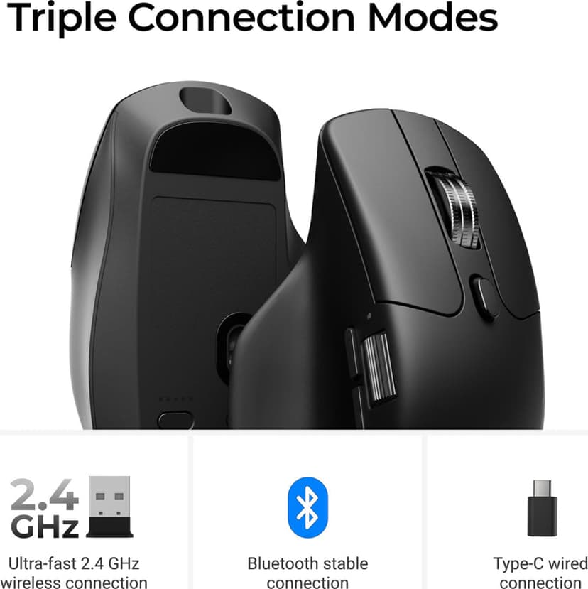 Keychron M6 8K Silent RF Wireless + Bluetooth + USB-C Mus Sort