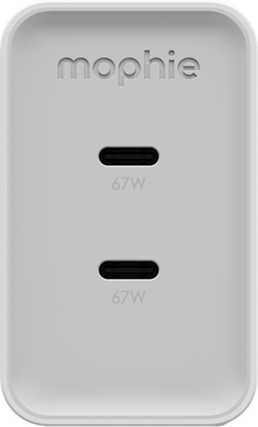 Mophie Power Adapter GaN USB-C Dual 67w Retractable Cable Hvit