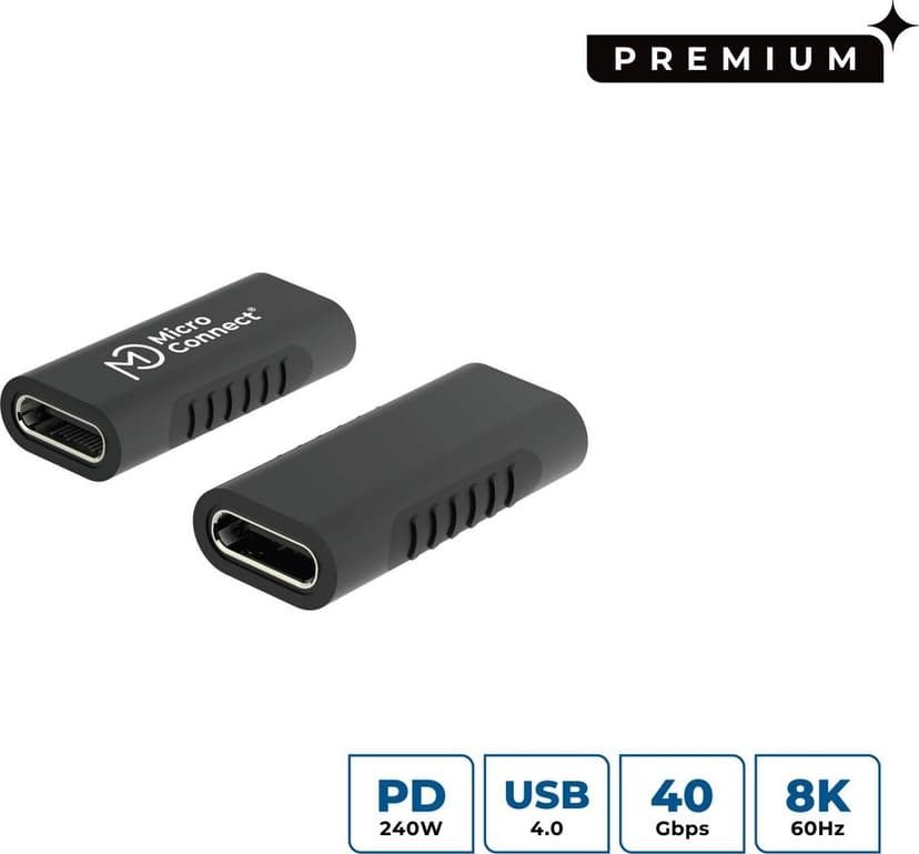 Microconnect USB3.2CFFA kabel kønsskifter USB C Sort USB-C USB-C
