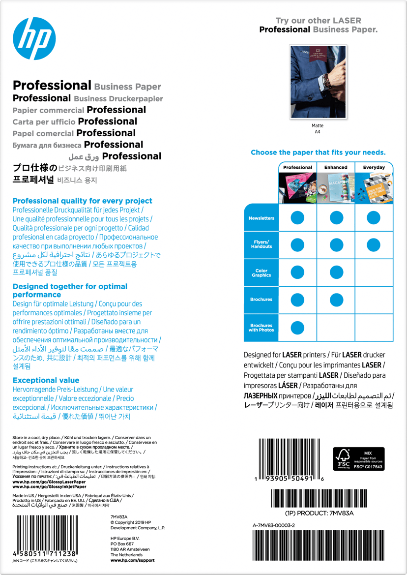 HP Papir Professional Glossy A4 200 g Laserjet 150 Ark