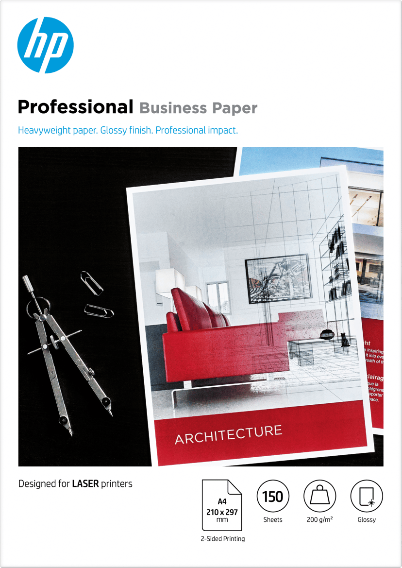 HP Papier Professional Glossy A4 200g Laserjet 150 Ark