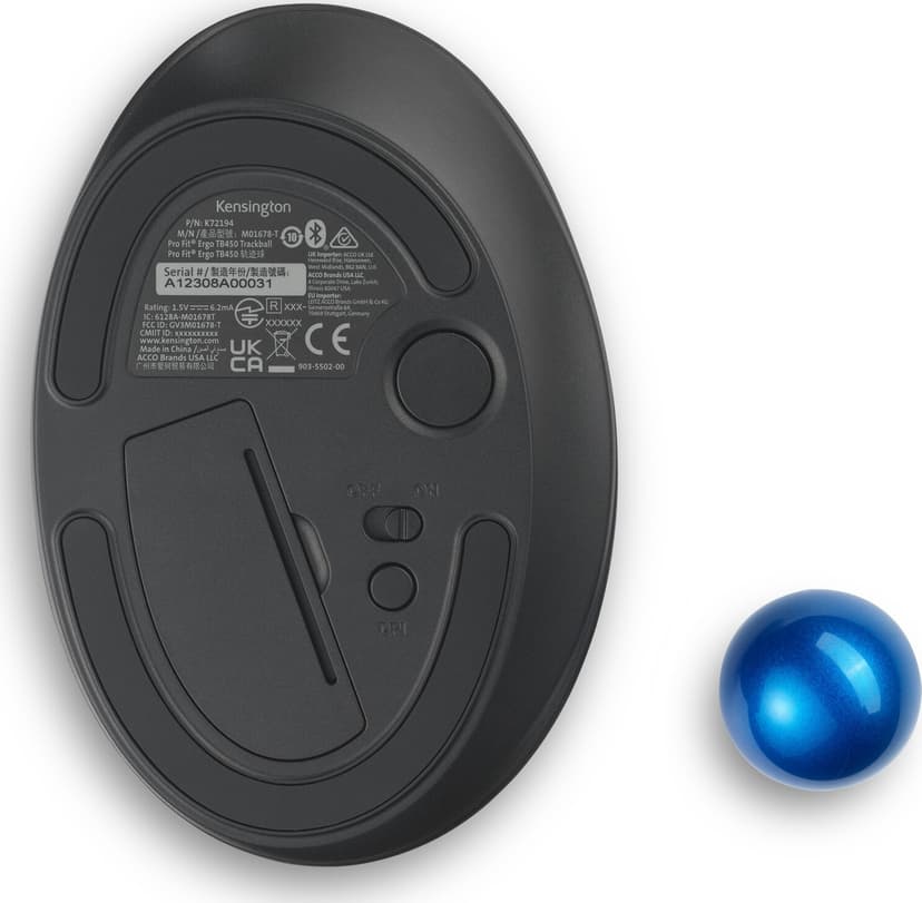 Kensington Pro Fit Ergo TB450 RF trådløs + Bluetooth Trackball Sort, Blå