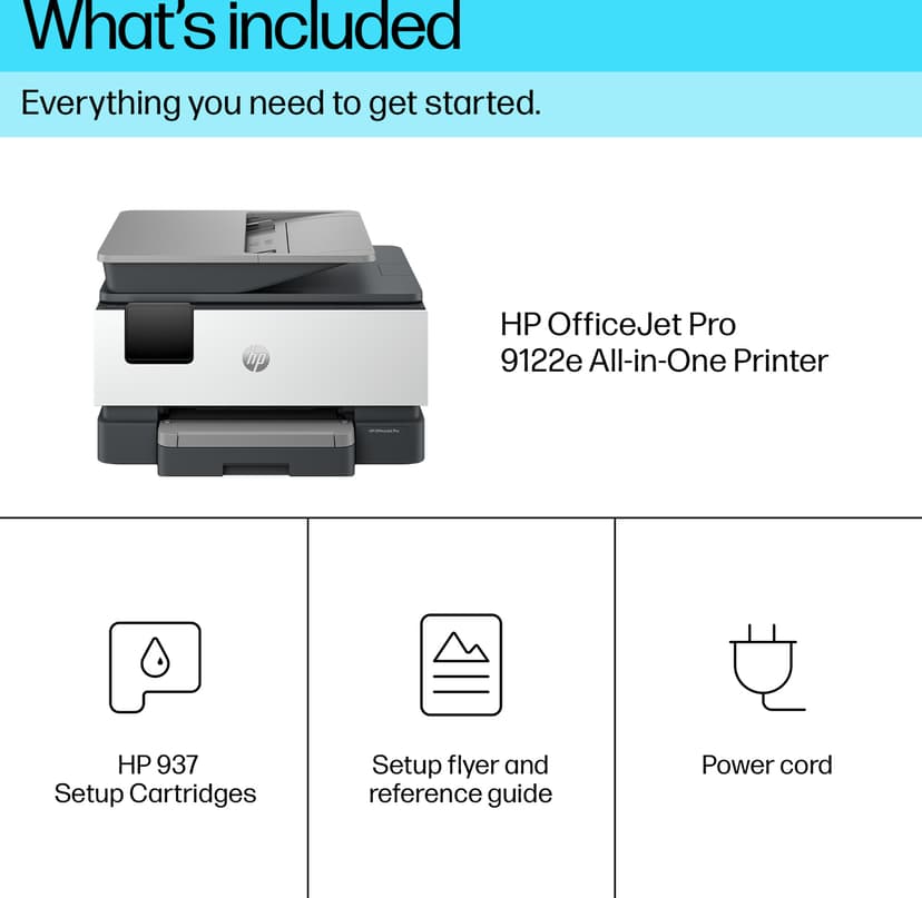 HP OfficeJet Pro 9122e Draadloos All-in-One Kleur Printer, Instant Ink; Dubbelzijdig printen