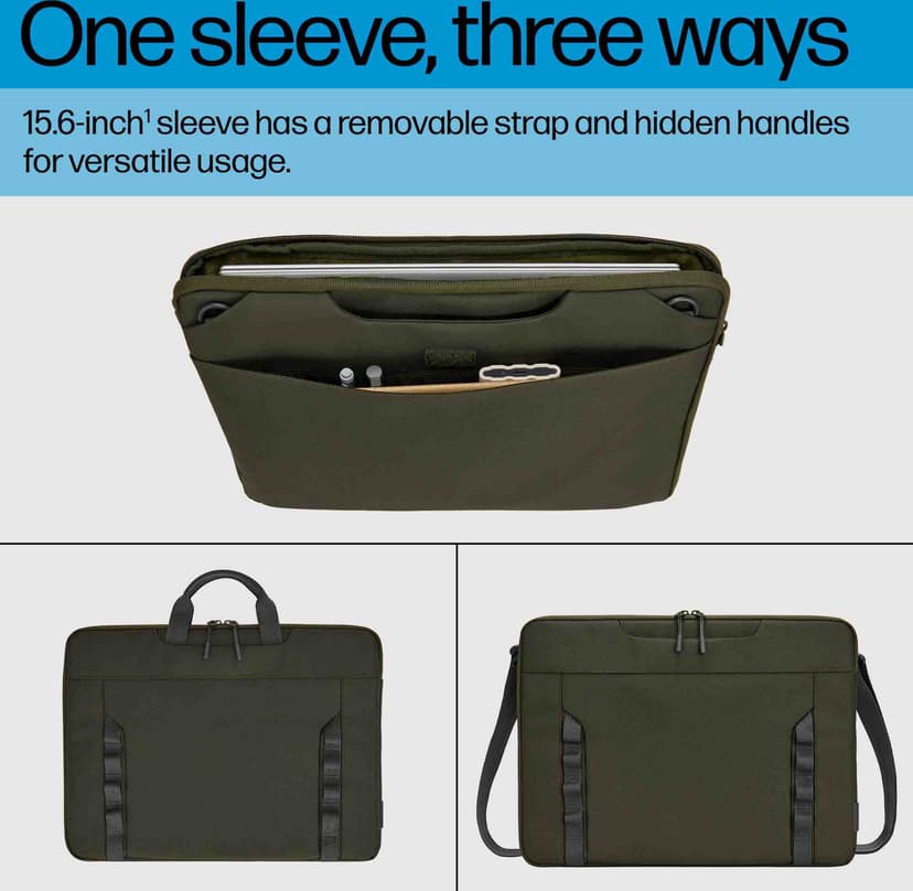 HP 15,6-inch Modular Laptop-sleeve 15.6" Schuim, Polyester, Polyurethaan (PU) Grijs, Groen