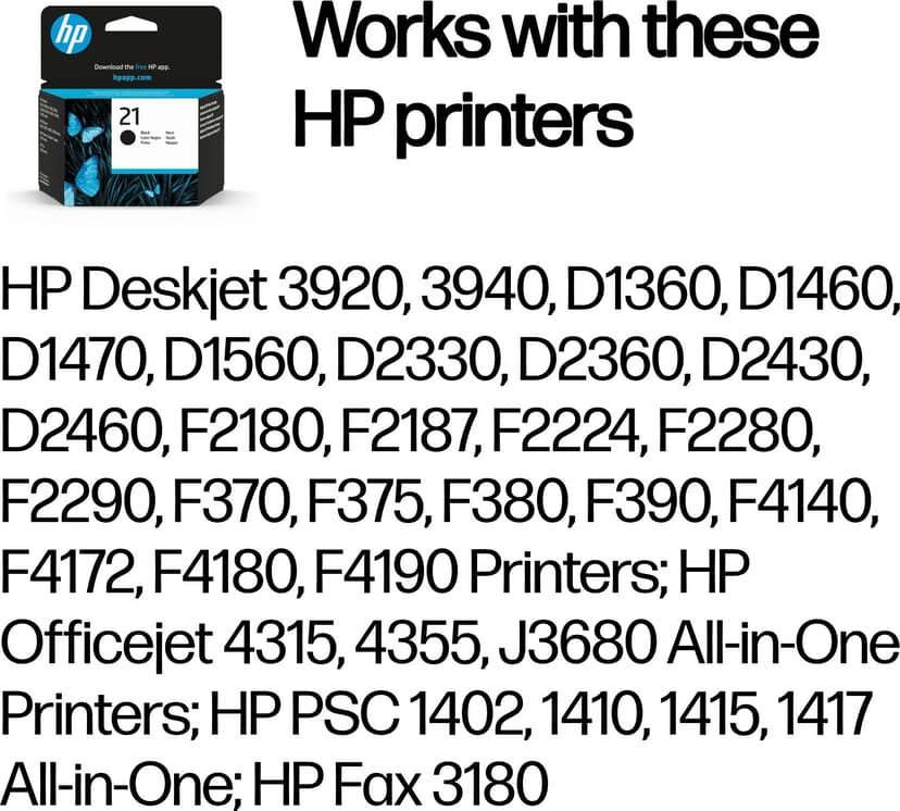 HP Blekk Svart No.21